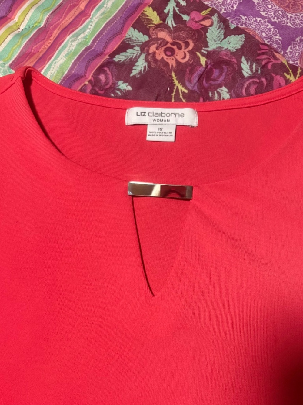 Liz Claiborne Sleeveless Top with Silver metal accent